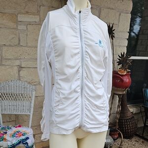 Level Wear White Zip-Up Golf Athletic Jacket Ritz Carlton Kapalua Maui Hawaii M